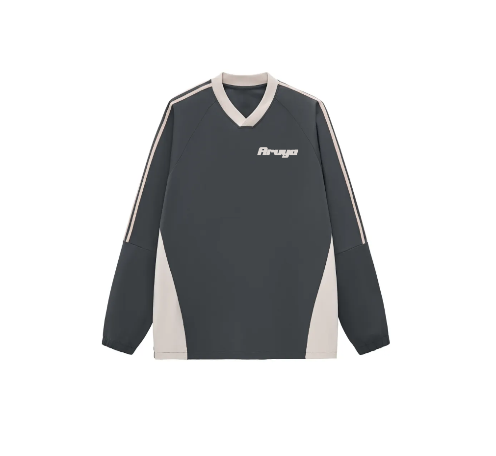 Color-Block V-Neck Long-Sleeve T-Shirt