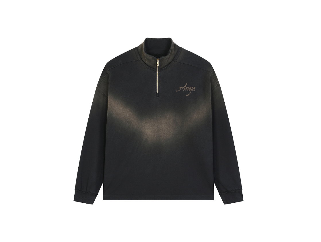 Sun Fade Raw Edge Quarter-Zip Sweatshirt