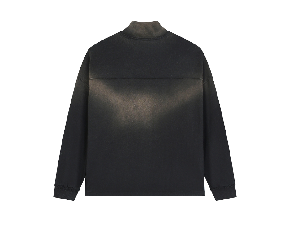 Sun Fade Raw Edge Quarter-Zip Sweatshirt