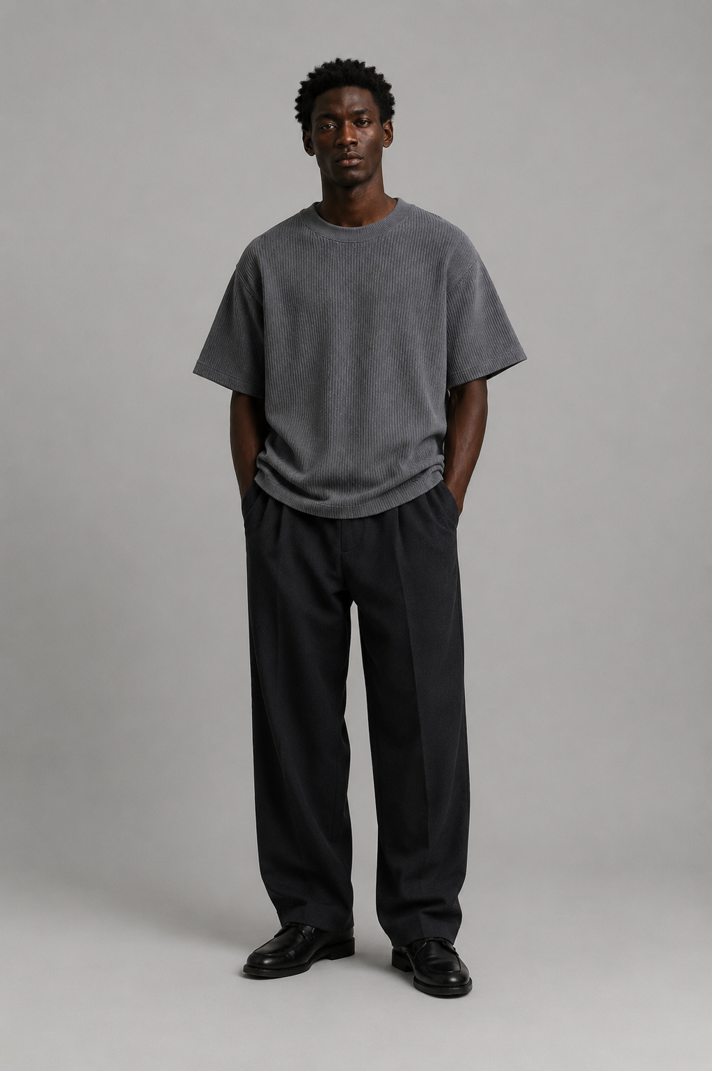 LOFI LINED TEE CHARCOAL